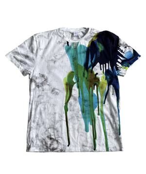 Berluti Paris Men T-shirt Splatter Paint Multicolor Crew Neck Size M 100% Cotton